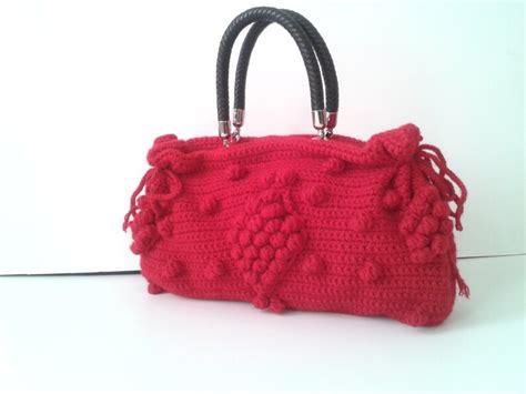 Crochet RED BAG Chunky Bolsa De Punto Bolsa De Ganchillo De Burbujas