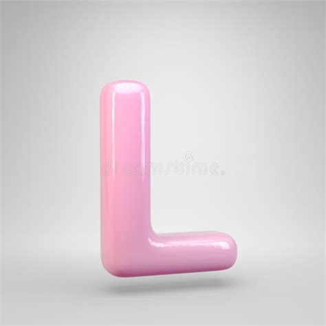 Bubble Gum Pink Letter L Uppercase Isolated On White Background Stock