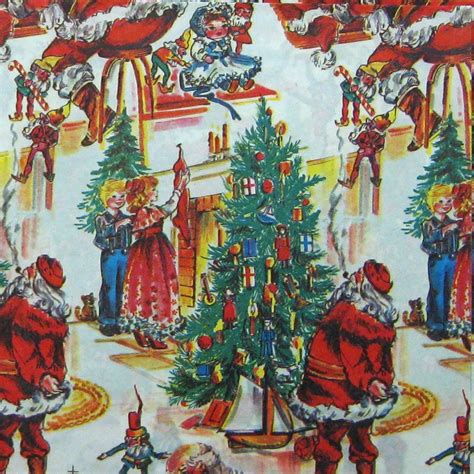 Vintage Victorian Christmas T Wrap Wrapping Paper Santa