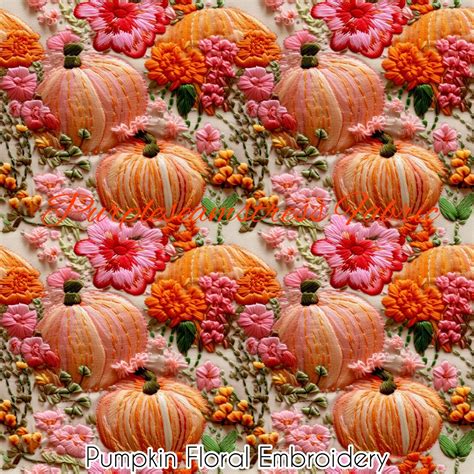 Faux Pumpkin Floral Embroidery Cotton Lycra Purpleseamstress Fabric