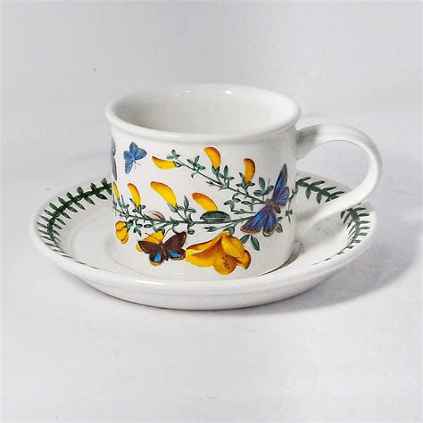 Portmeirion Botanic Garden Cup Saucer Broom Flowers Tea Coffee Dining