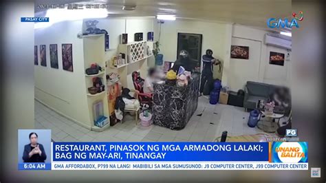 2 Armadong Lalaki Pinasok Ang Isang Restaurant Sa Pasay Bag Ng May