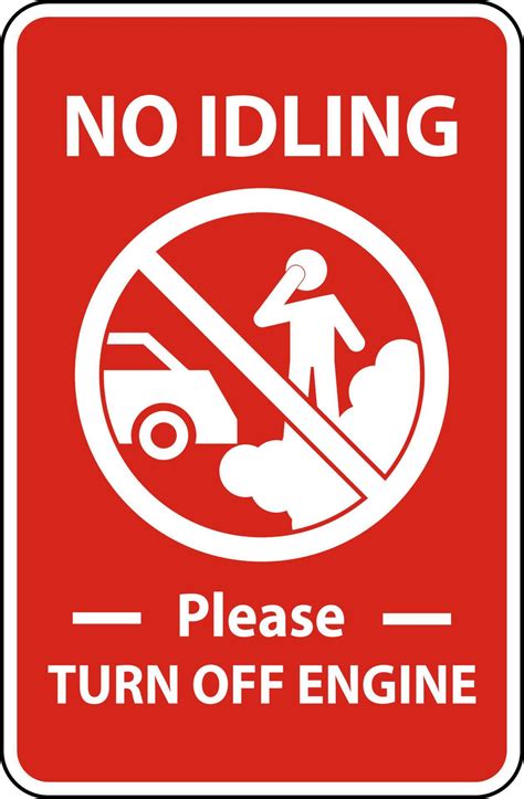 No Idling Turn Off Engine Sign On White Background 7486975 Vector Art