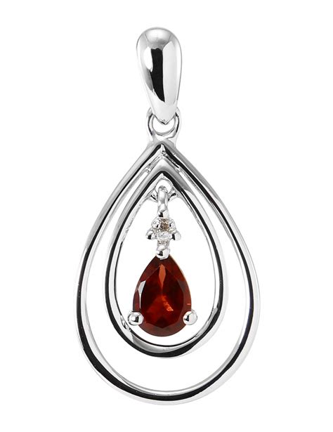 Pendentif Poire Or Jaune 375 Grenat Et Diamant Ref 46244