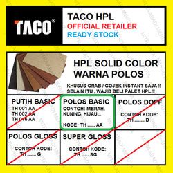 Jual HPL TACO Warna Solid Polos GLOSSY Dan Mate Tipe G Dan D Kota