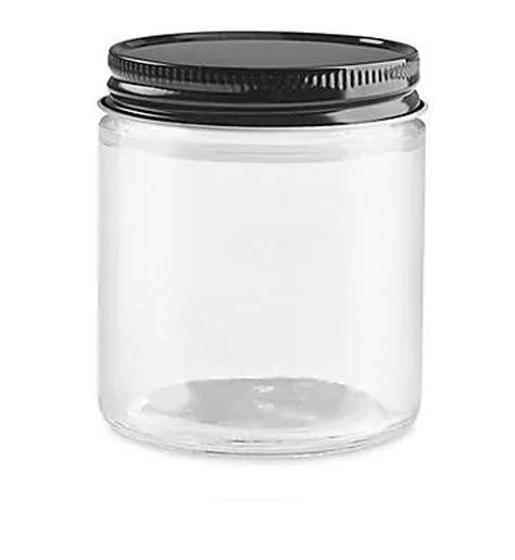 2 Oz Straight Sided Glass Jars Black Metal Lid 24case