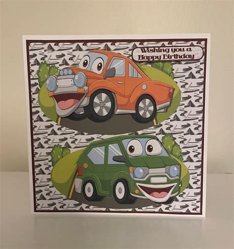 Cute Car Themed Birthday Card Folksy