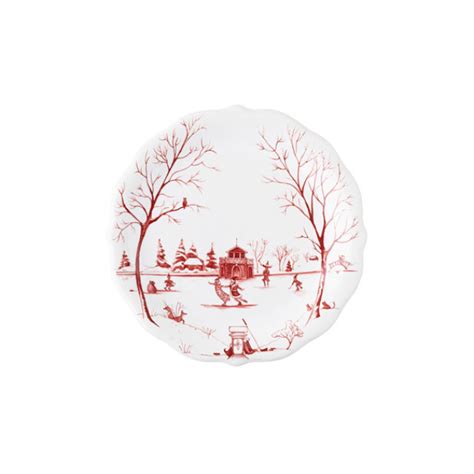 Juliska Country Estate Winter Frolic Mr Mrs Claus Ruby Party Plates