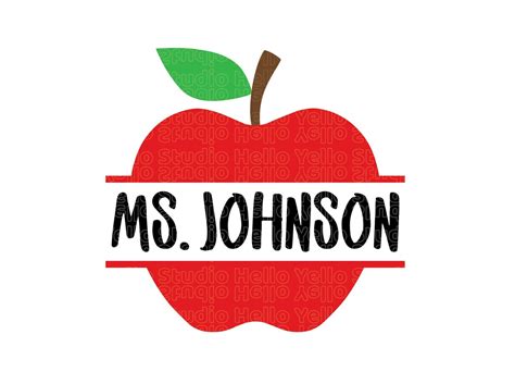 Apple Name Frame Svg Apple Split Monogram Teacher Svg Etsy