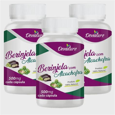 Berinjela Alcachofra 500Mg 100 Cápsulas Denature 3 Potes Submarino