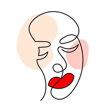 One line art face, modern contemporary minimalist abstract woman ...