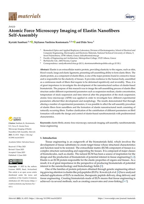 (PDF) Atomic Force Microscopy Imaging of Elastin Nanofibers Self-Assembly