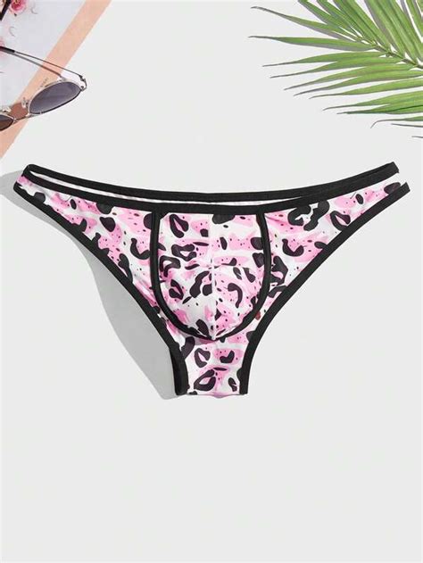 Men Graphic Print Contrast Binding Brief Shein Usa