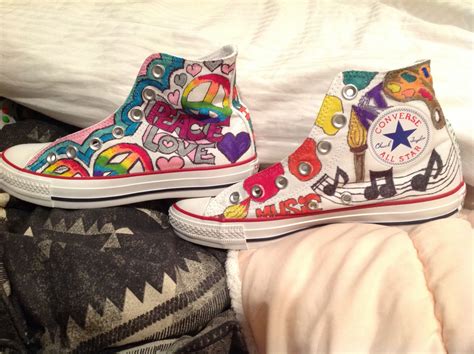 Music Peace Love Art Swimming Converse High Tops Chucks Converse