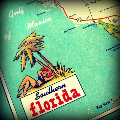 Map Of Florida Vintage Florida Vintage Beach Florida Style Vintage