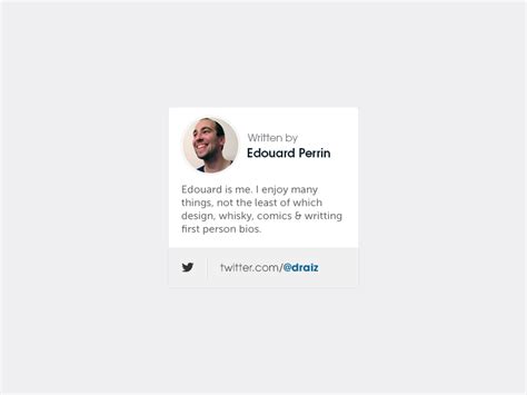 Author card by Edouard Perrin on Dribbble