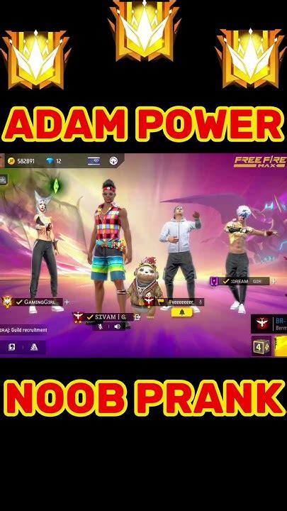 Noob Adam Prank 🤣🤣 Power Of Adam 😈😳 Garena Free Fire 🔥🥵💯🔥🥵shorts