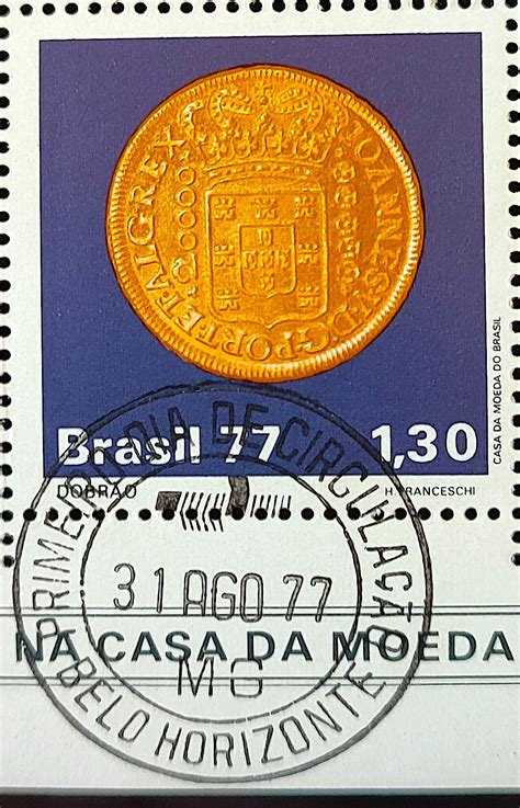 C 1004 Selo Moedas Do Brasil Colonial Numismatica Dobrao 1977 CPD MG