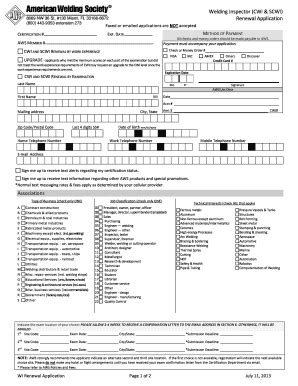 Fillable Online Aws Welding Inspector Cwi Scwi Aws Fax Email