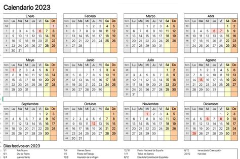 Calendario 2023 En Formato Excel Xls Descarga Gratis Excel Para Todos