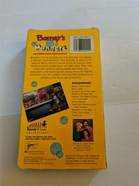 Barney S Best Manners Vhs Video Tape Barney Friends Collection