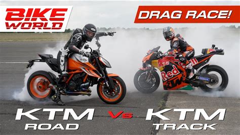 Carwow Drag Race Ktm Motogp Bike Vs Ktm Super Duke R Evo Vs Porsche