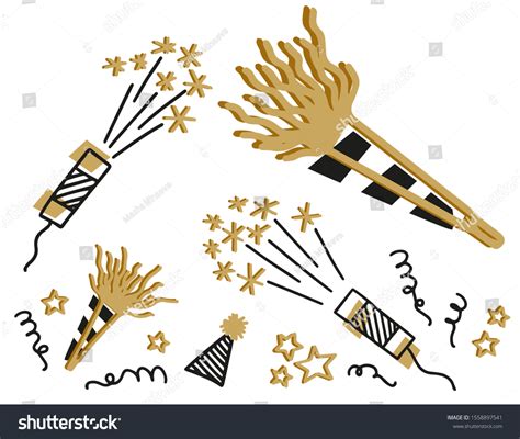 New Year Party Clipart Noisemakers Confetti Stock Vector Royalty Free