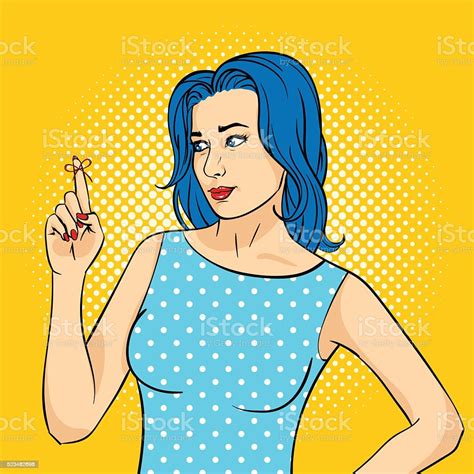 Vector Pop Art Illustration Of Woman With The Reminder String Stock