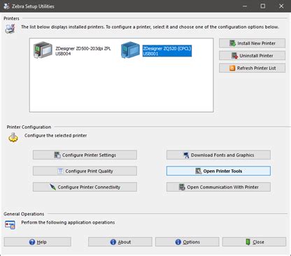 Zebra Setup Utilities - Install Printer