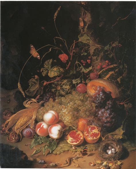 Still Life With Fruit A Nest And A Lizard Rachel Ruysch Artwork On