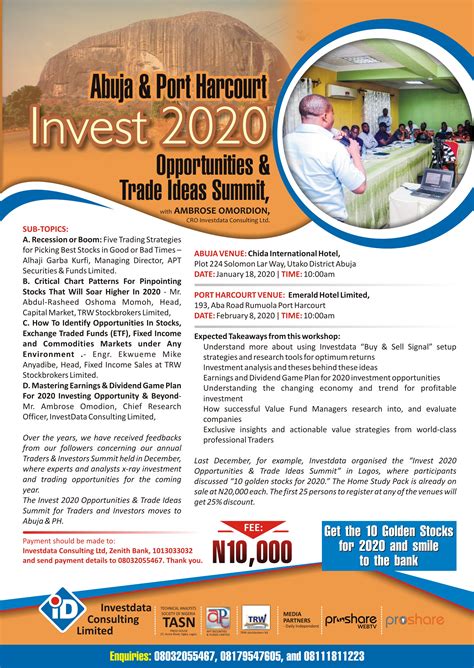 Investdata’s 10 Golden Stocks Returns 13.37%, As Summit Moves To Abuja