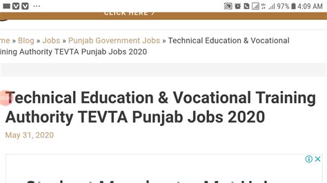 Technical Education And Vocational Training Authority Tevta Punjab Jobs