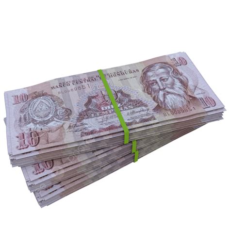 10 Honduran Lempira Stack Pile Transparent 10 Honduran Lempira Stack