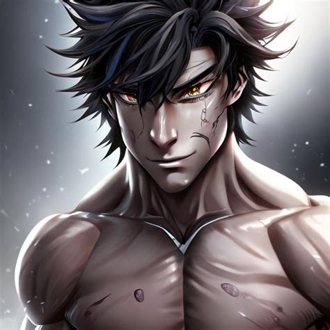 Anime Male Black Side Swept Hair Covering His Right Openart