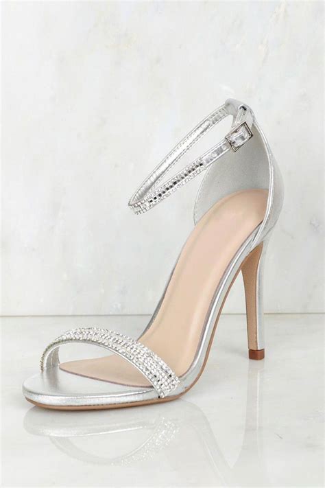 Rhinestone Strappy Heel Silver A Beautiful And Classy Pair Of Pumps With A Skinny Heel A