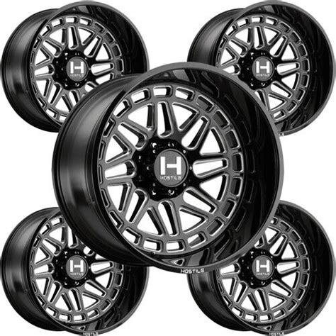 Set Hostile H Reaper X X Mm Black Milled Wheels Rims