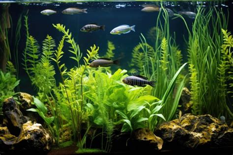 Pet Fish in an Aquarium with Variety of Aquatic Plants Stock Photo ...