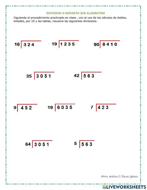 Ejercicios De Divisiones De Dos Cifras Para Ninos De Cuarto Grado Images