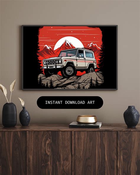 Ford Vintage Bronco Red Retro Outdoor SUV Vehicle Digital Download ...