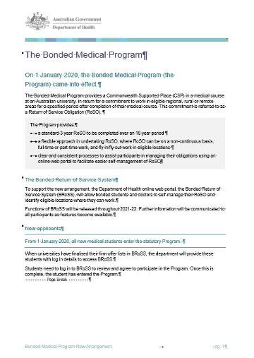 Bonded Medical Program Resources Australian Government Department Of