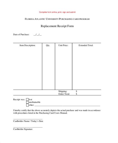 Free 7 Lost Receipt Forms In Ms Word Pdf Excel Lost Receipt Form