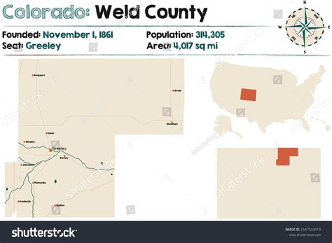 Large Detailed Map Weld County Colorado Stock Vector (Royalty Free ...