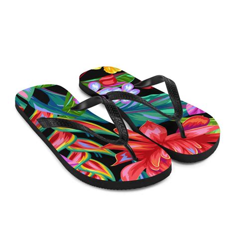 Tropical Flower Flip Flops Summer Flip Flops Hawaiian Floral Etsy