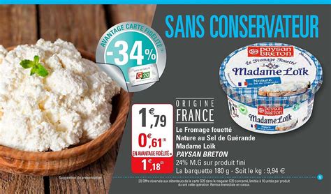 Promo Le Fromage Fouett Nature Au Sel De Gu Rande Madame Lo K Paysan