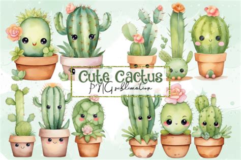 Cute Cactus PNG Sublimation Graphic By Artistry Alley Creative Fabrica