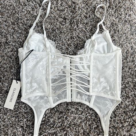 Glassons Lace Garter Corset Top In White Size Depop