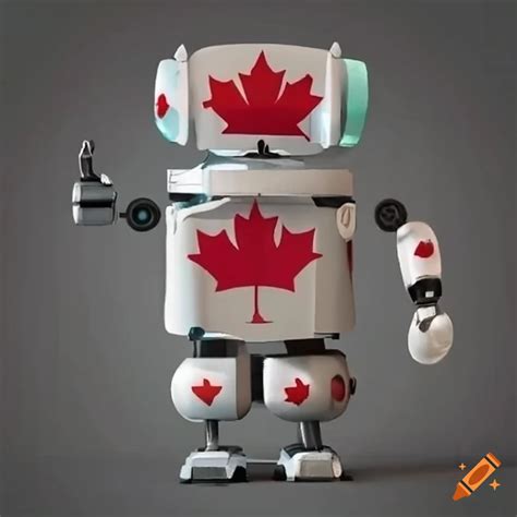 Robot Giving Thumbs Up In Outdoors With Canadian Flag On Craiyon