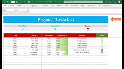 To Do List For Multiple Projects With Summary Youtube