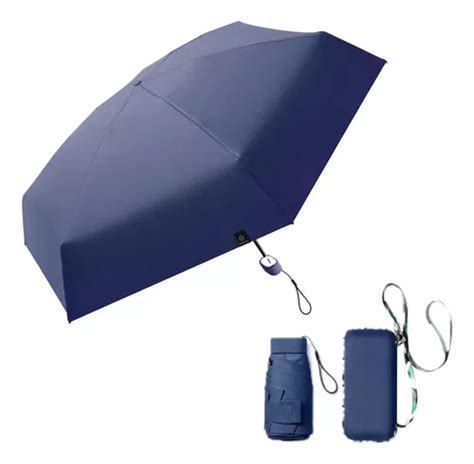 Guarda Chuva Bolsa Mini C Psula De Bolso Port Til Anti Uv Cor Azul