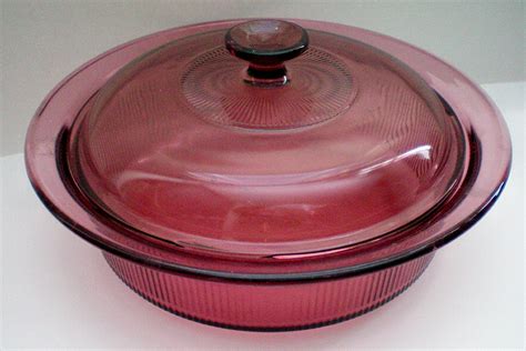 Corning Vision Visions Cranberry L Casserole W Glass Lid As